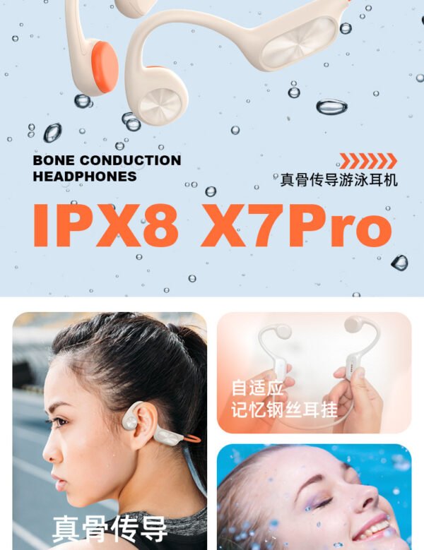 Casque Bluetooth à Conduction Osseuse X7 Pro – Bluetooth 5.4 | IPX8 | Édition 2025